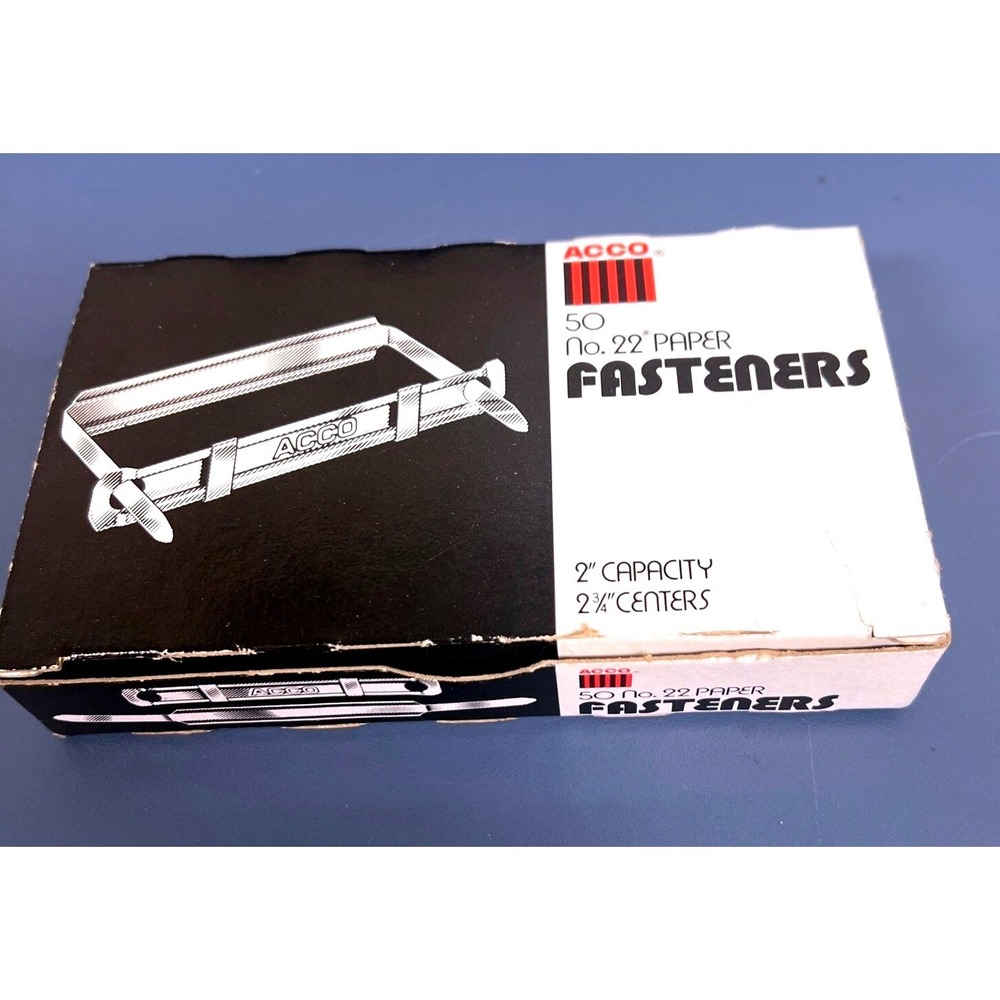 ACCO 2" CAPACITY Prong Fasteners ACCO Box Of 50 2 3/4 Centers Stock #‎ 70022 usa